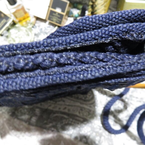 BOGO Palazzo Vecchio Firenze in Italian navy woven rafia wood handle crossbody - Picture 13 of 15